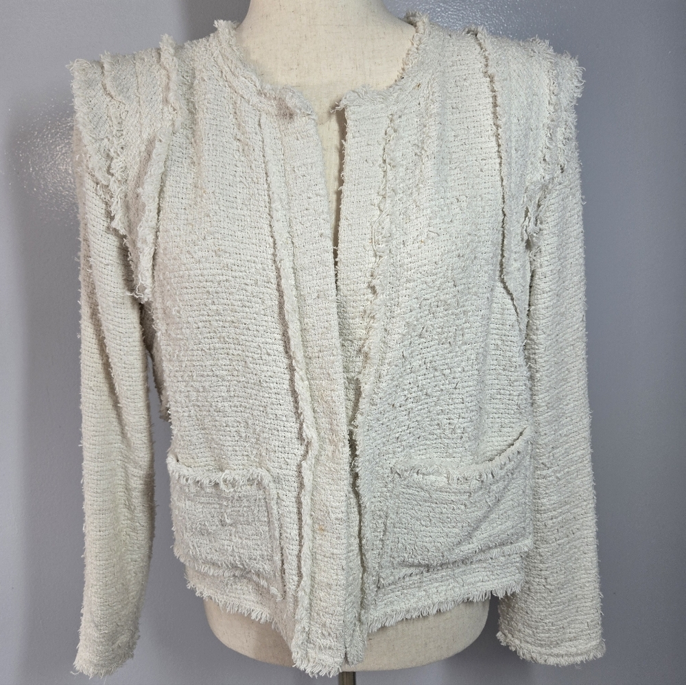 IRO Aidan Knit Tweed Raw-Edge Boucle Jacket Blazer, s40